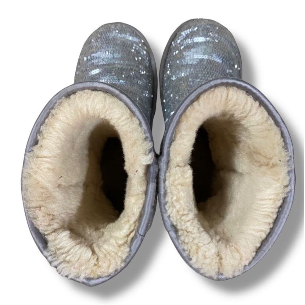 UGG Classic Short Silver Sequin Sparkle Boots - Picture 6 of 12